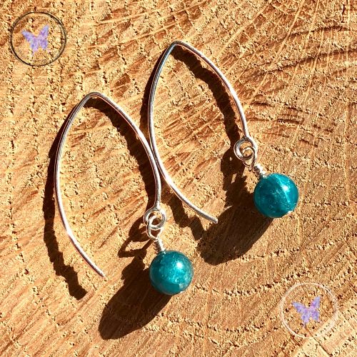 Apatite Angled Silver Earrings